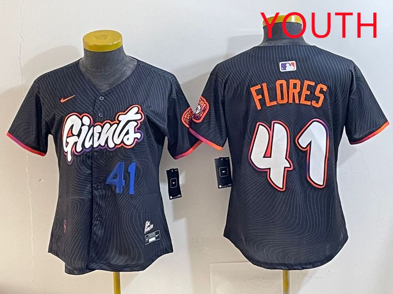 Youth San Francisco Giants #41 Flores Black Joint Name 2025 Nike MLB Jersey style 2->youth mlb jersey->Youth Jersey